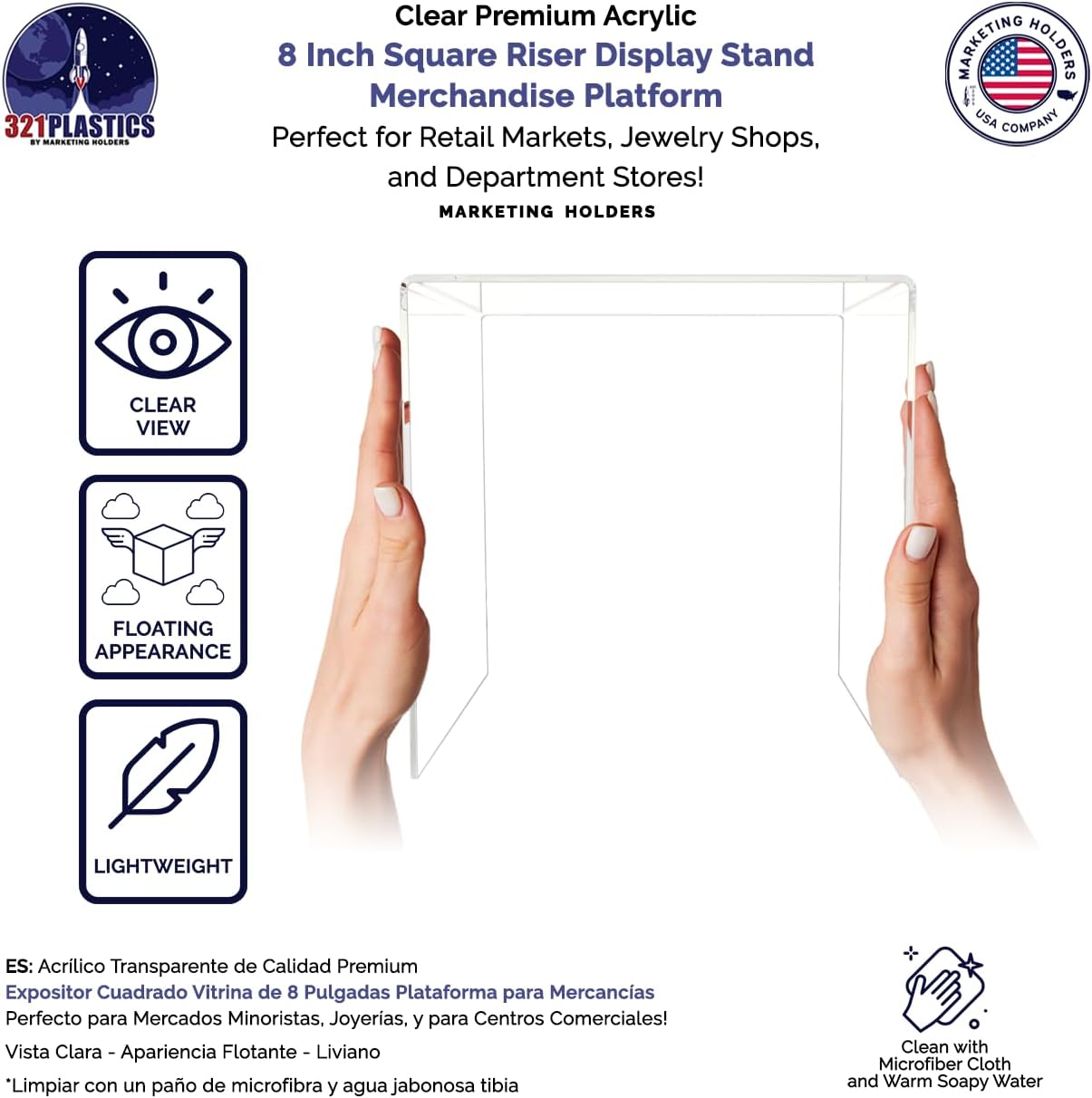Marketing Holders 2 Pack Clear Acrylic Display Riser Stand