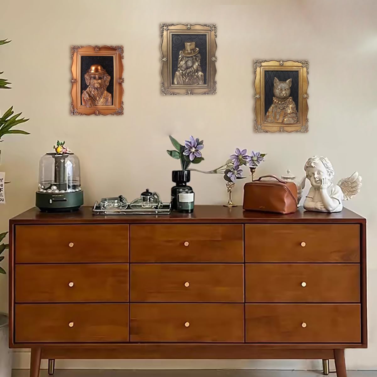 Esvinte Vintage Wall Sculpture Gentleman Lion Decor