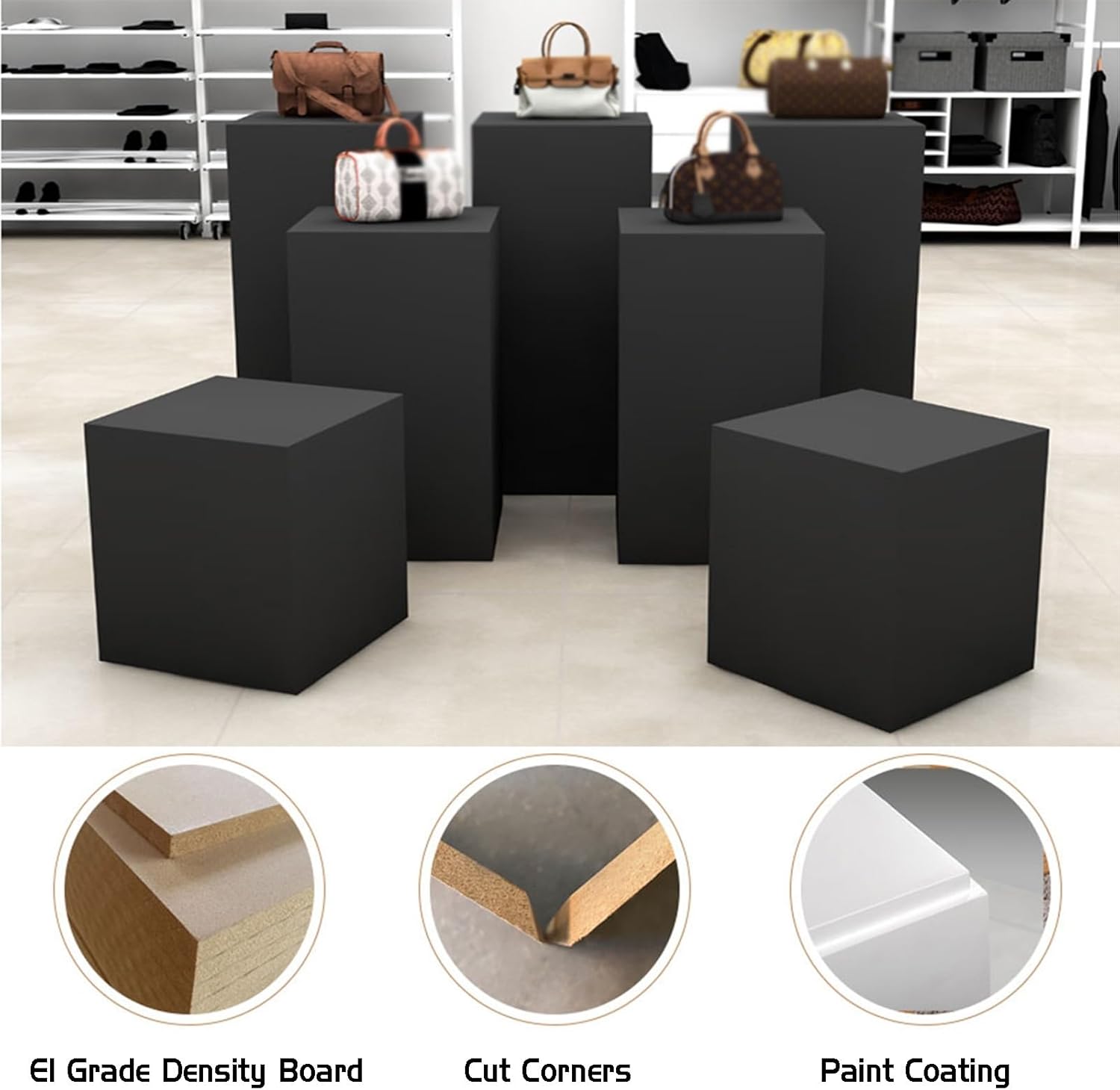 Rectangular Display Stand for Mannequin Collectibles Black 40x110cm