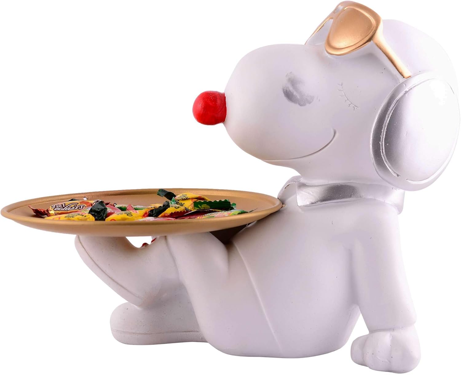 White Resin Dog Statue Home Decor Showpiece 8 Inches