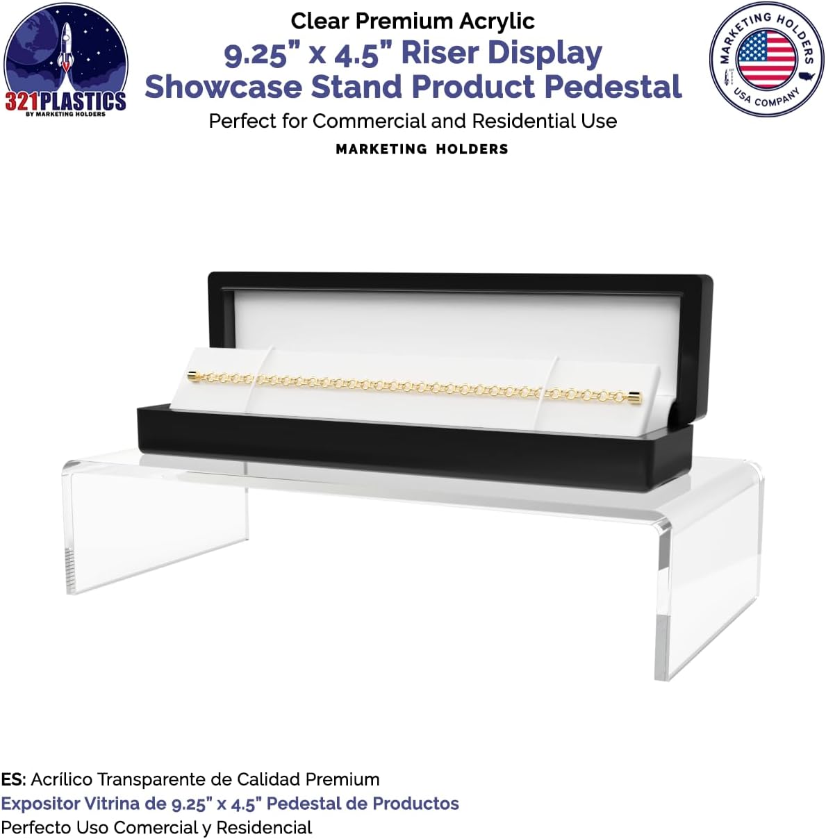 Marketing Holders 4 Pack Acrylic Riser Display Stand Rectangular Clear Showcase for Collectibles