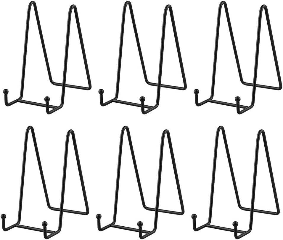 Iron Plate Easel Stand for Display - 6 Inch Black 6 Pack