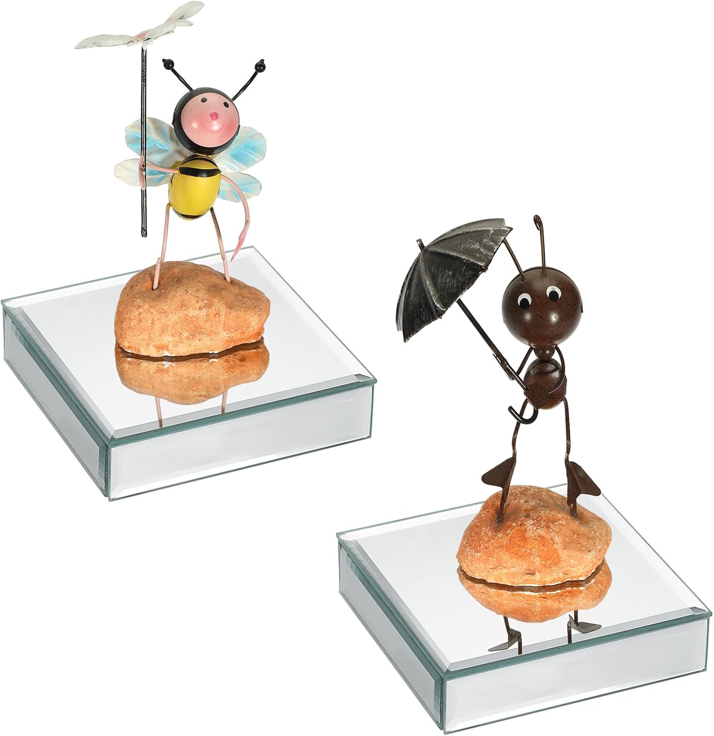 Hipiwe 2 Pack Square Mirror Display Risers Stand