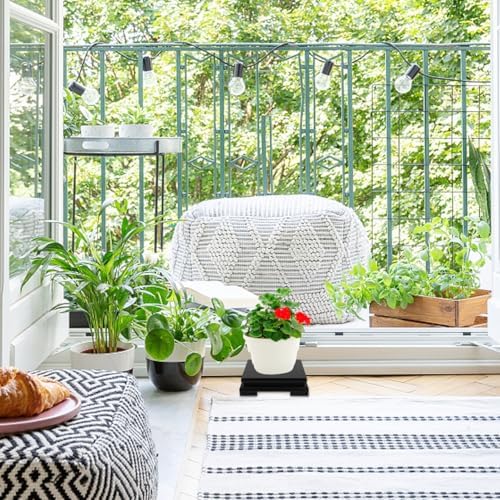 Cabilock Square Wood Vase Display Riser 7 Inch Black Wooden Tray Base for Home Decoration