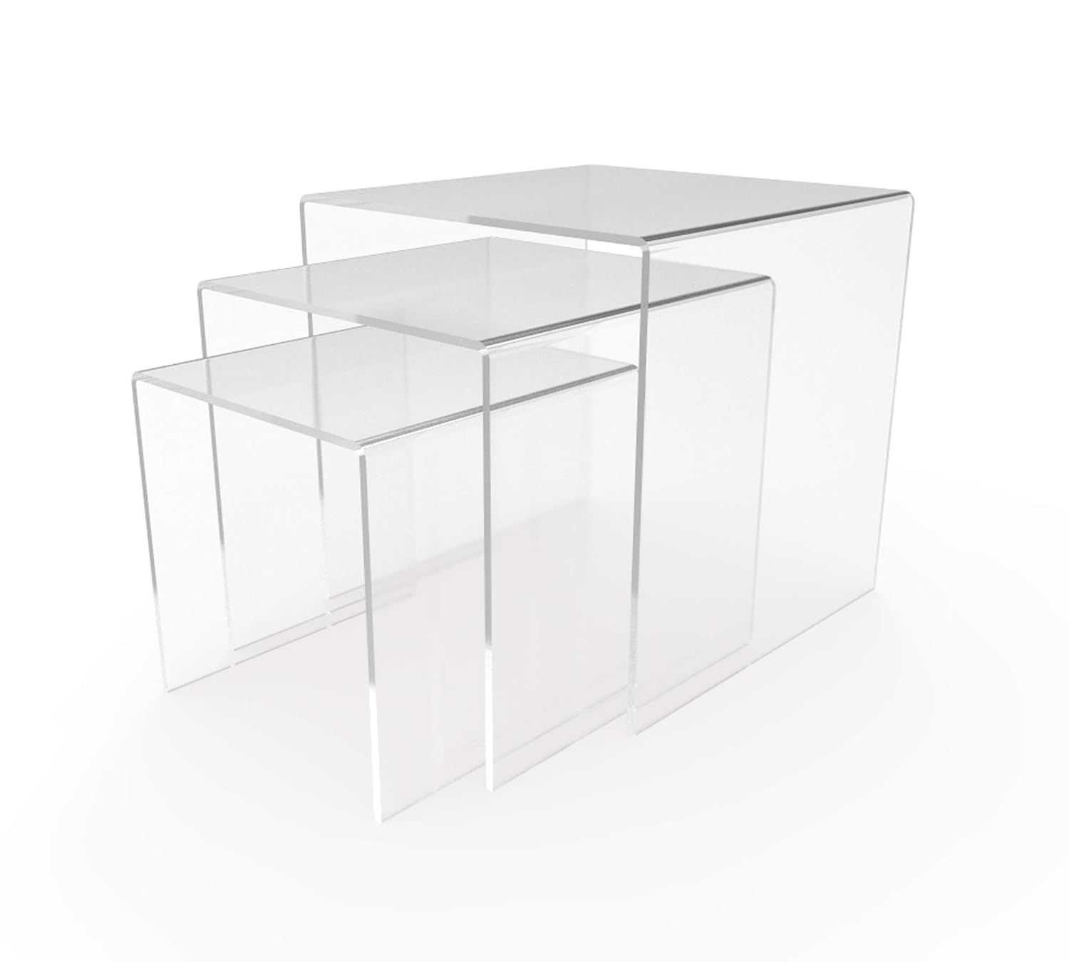 FixtureDisplays 3-Sided Clear Acrylic Riser Set 5 6 7 Inches