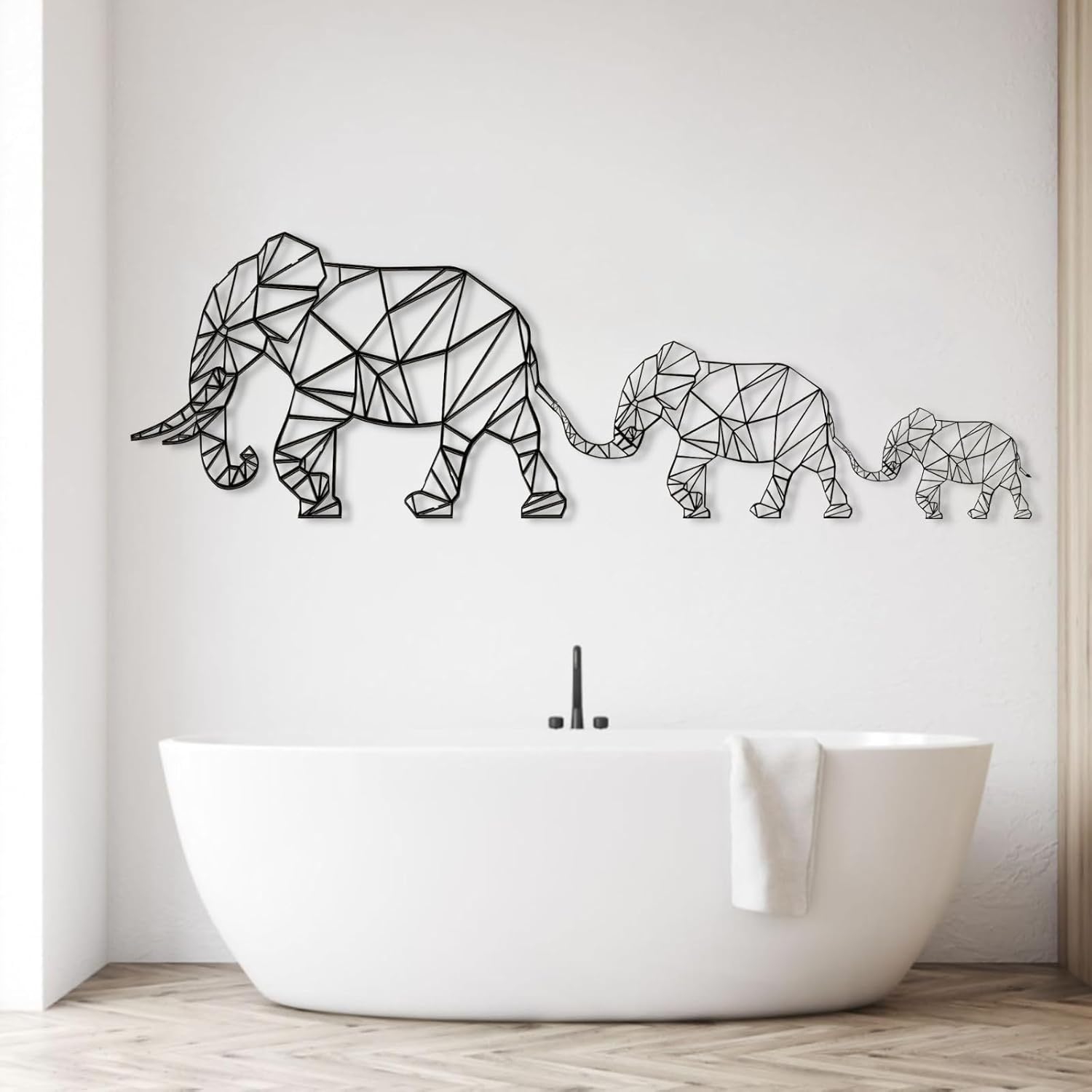 Cadeali Elephant Metal Wall Art - 30 W x 10 H