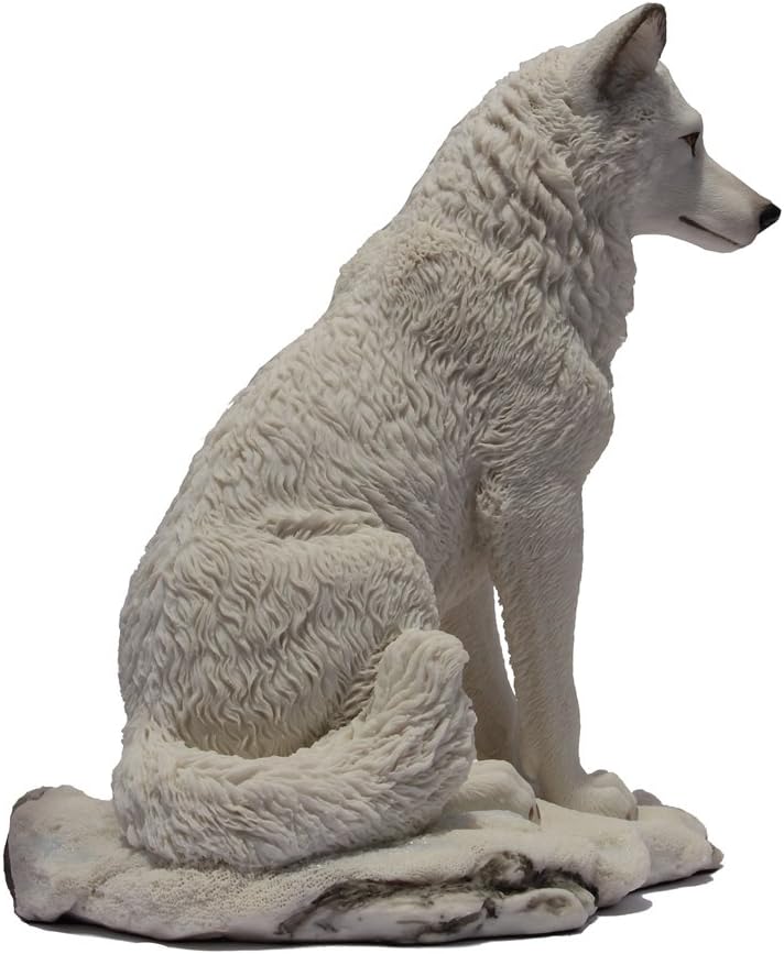 775 Inch Wolf Sitting in Snow Decorative Statue