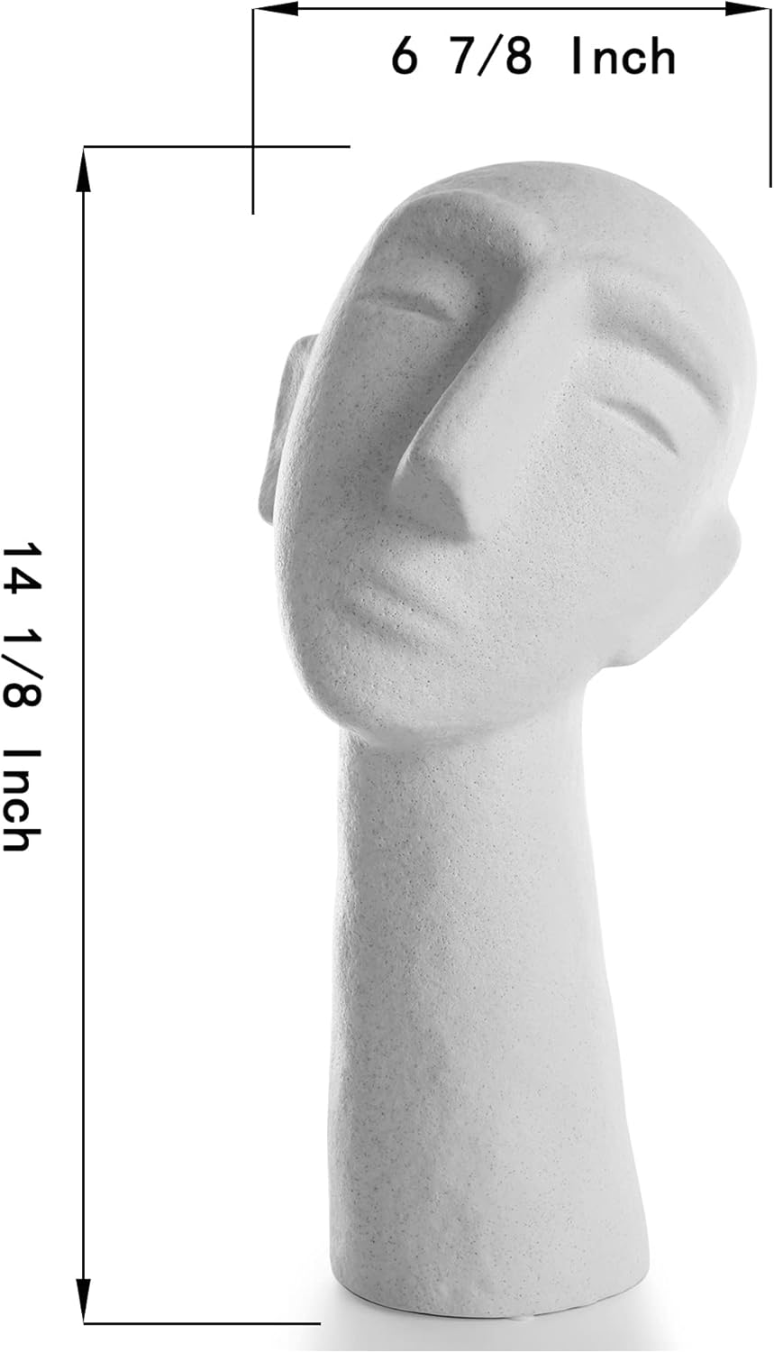 Abstract Ceramic Head Sculpture 14 Inch Modern Home Decor