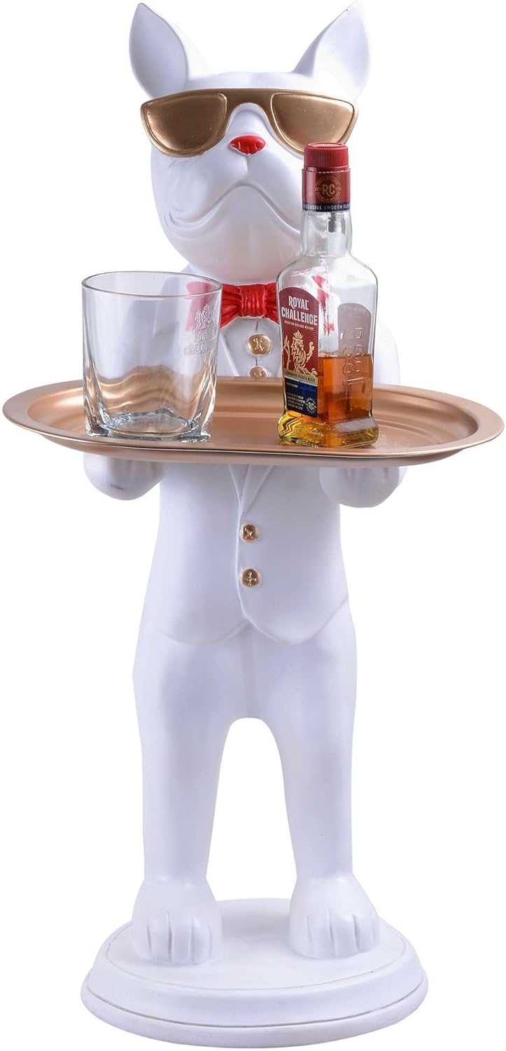 Cool Dog Statue with Plate for Home Decor