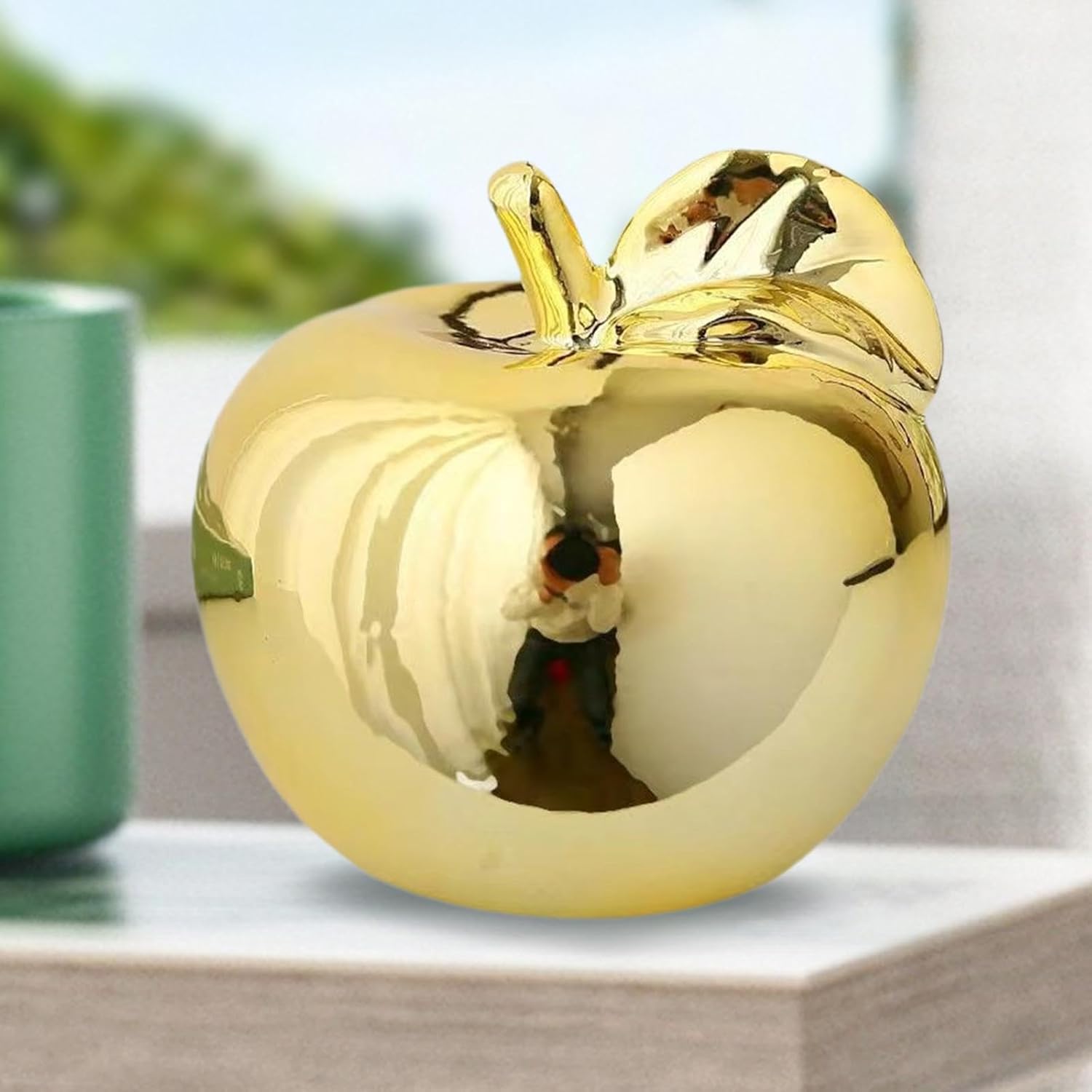 Fenteer Golden Fruit Sculpture Desktop Ceramic Statue