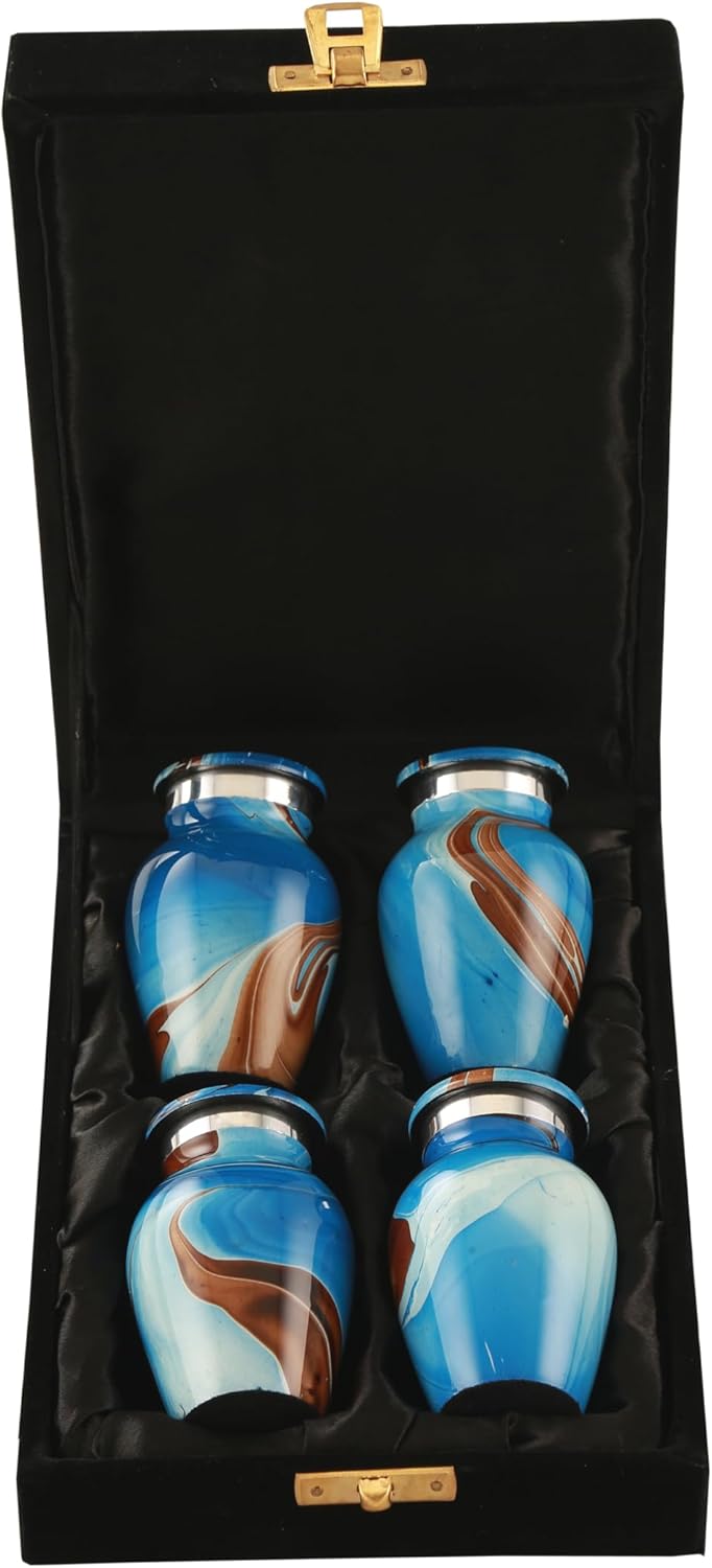 Ocean Tides Keepsake Urns Set of 4 Blue Design 5
