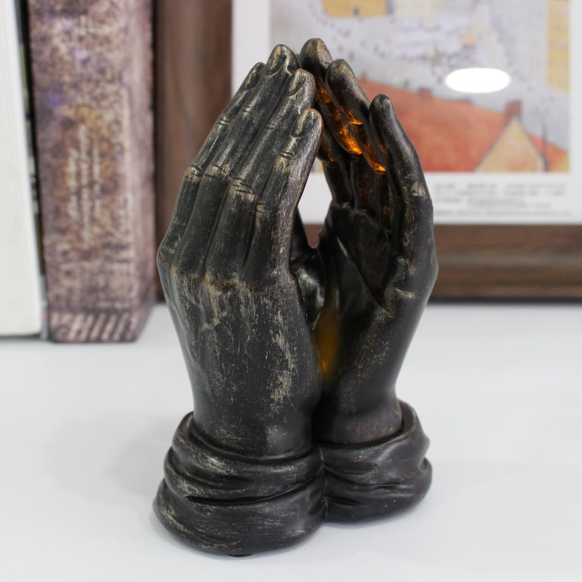 Eforcase Praying Hand Lamp Figurine - Resin Decor for Bedroom and Desktop