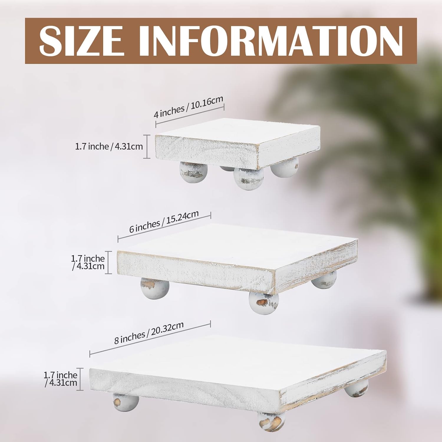 Chunful Set of 3 Whitewash Wood Risers