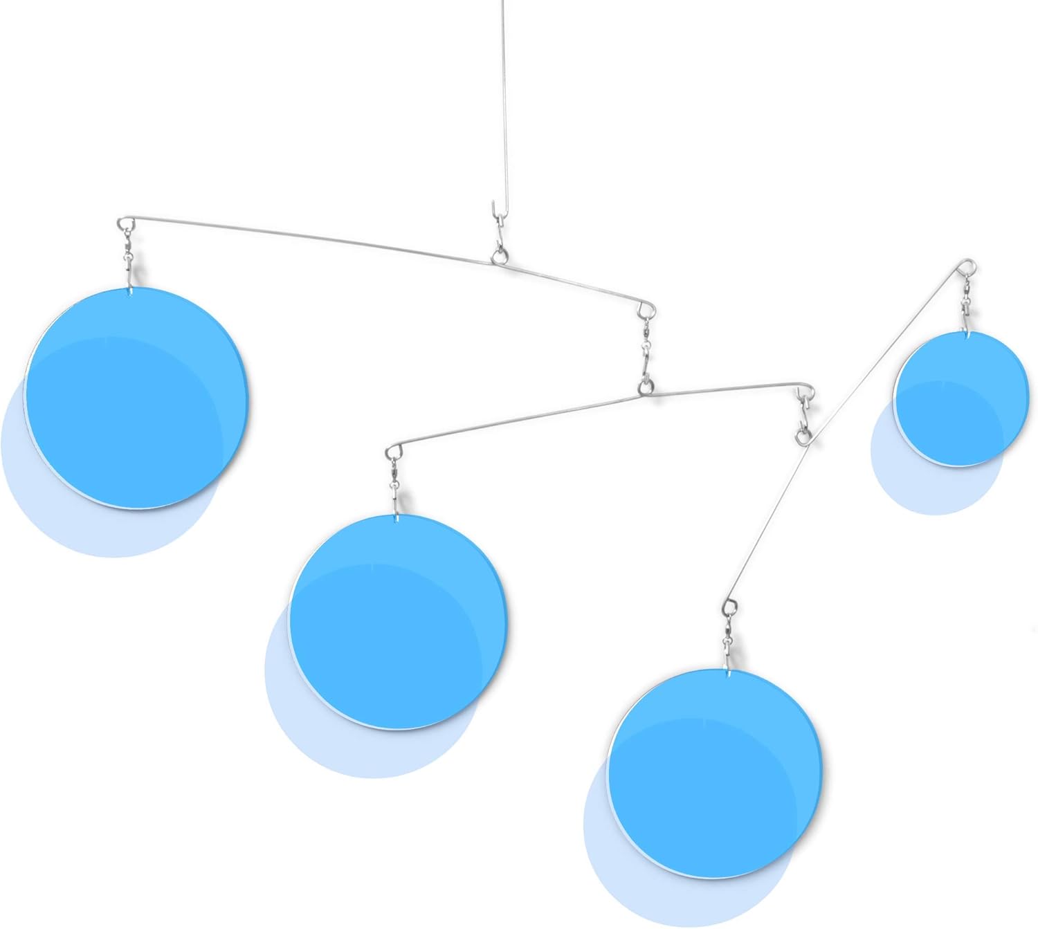 Modern Clear Blue Kinetic Art Mobile for Home and Office