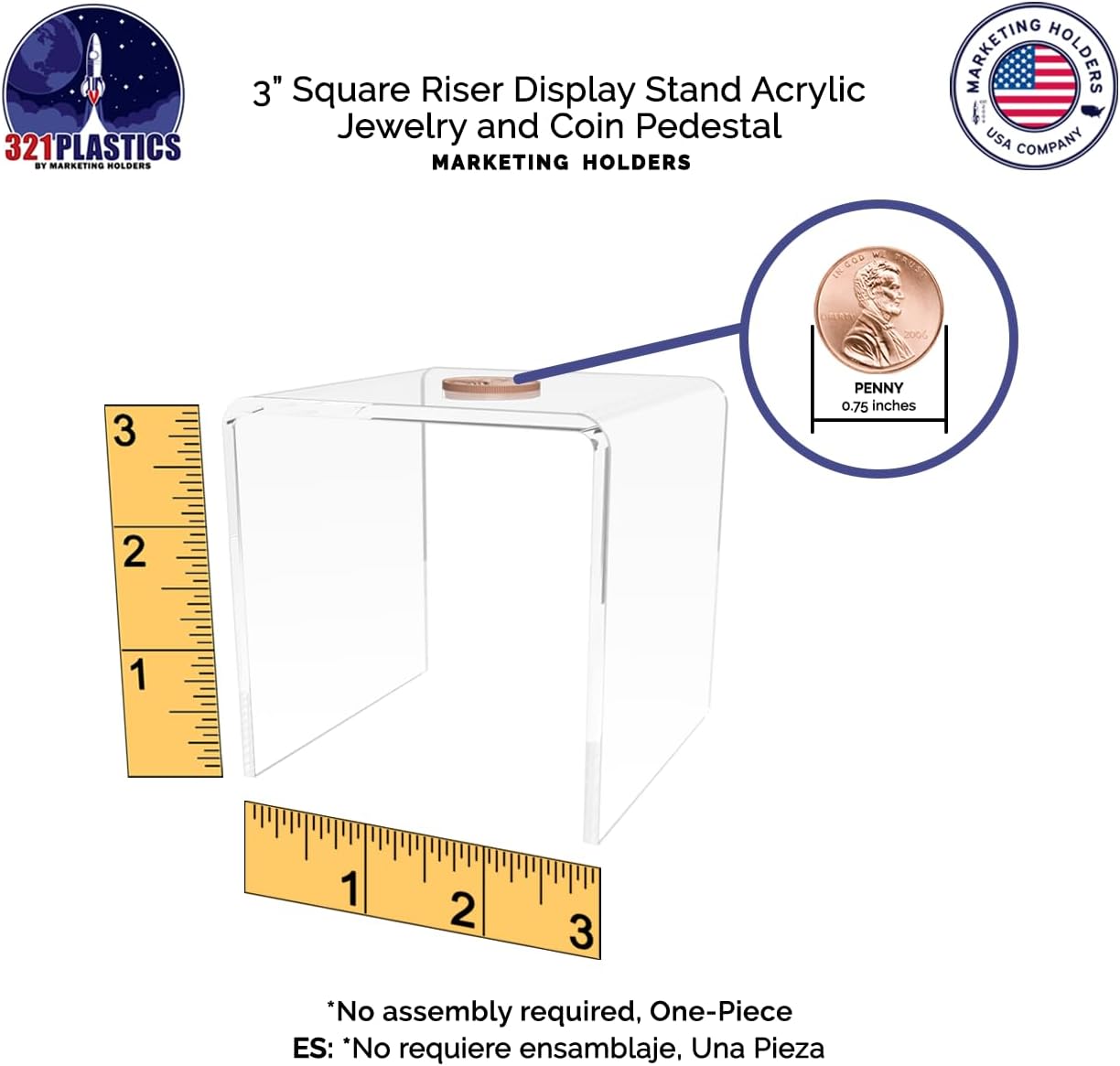 Clear Acrylic Riser Display Table 3 Inch Square for Merchandise