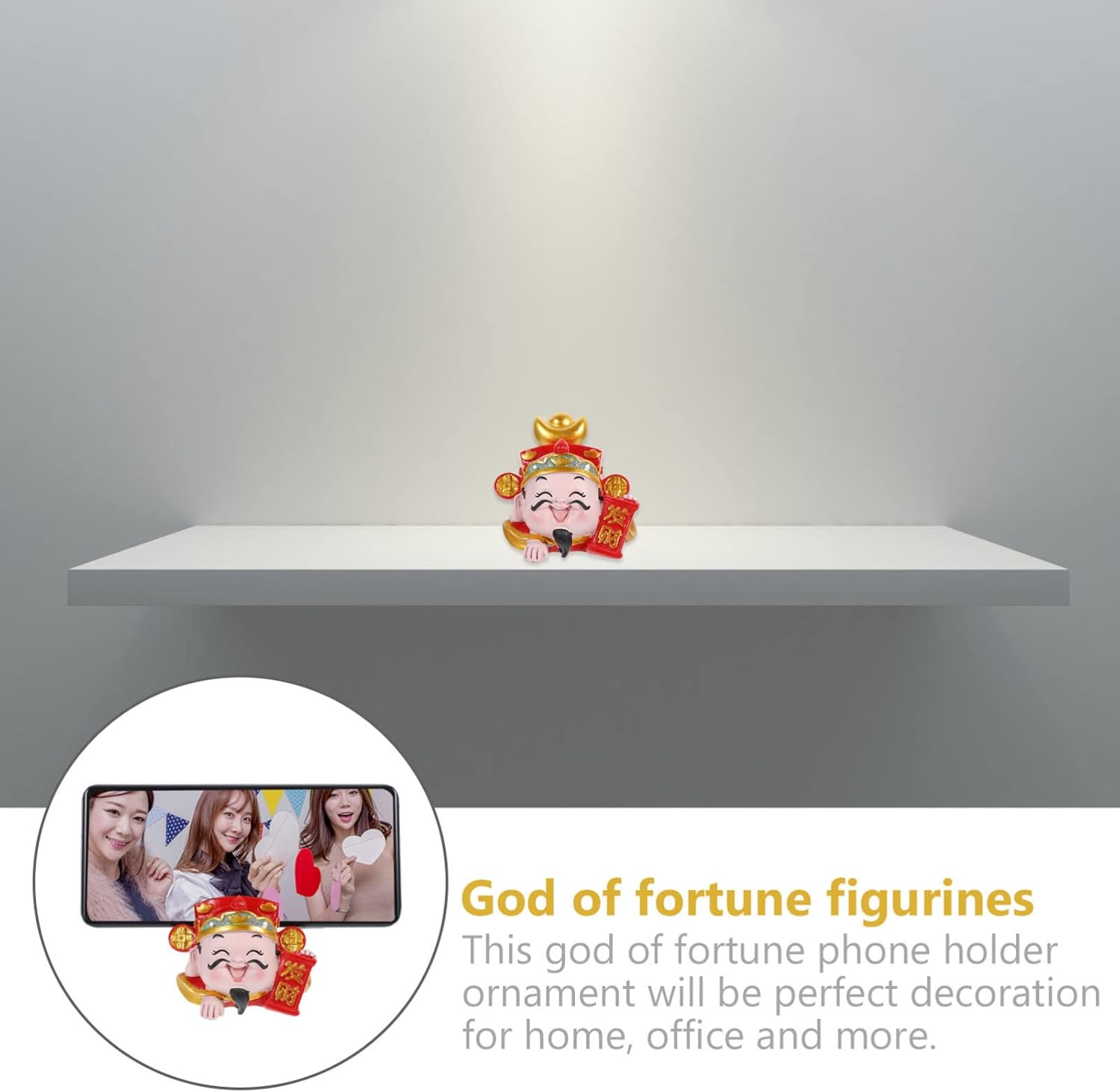 Chinese Style Resin Phone Holder Figurine for Home Office