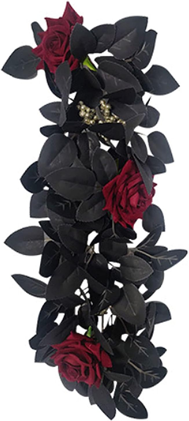 Belupai 24in Black Halloween Floral Swag Wreath