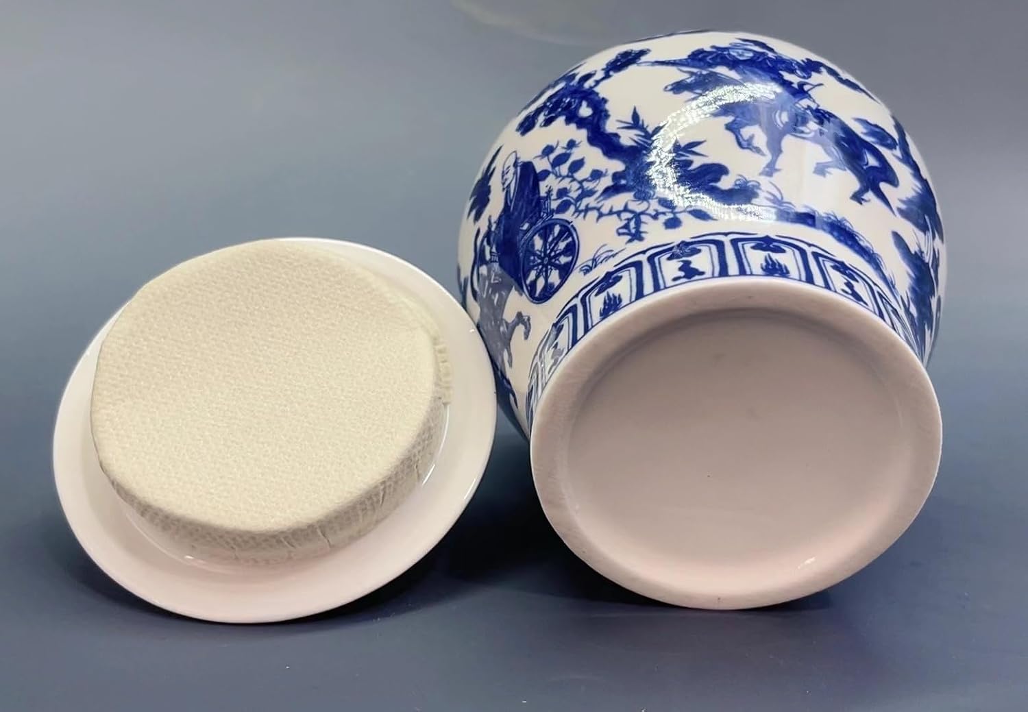 Small Blue Urn Ceramic Pet Memorial Box for Humans Dogs Cats
