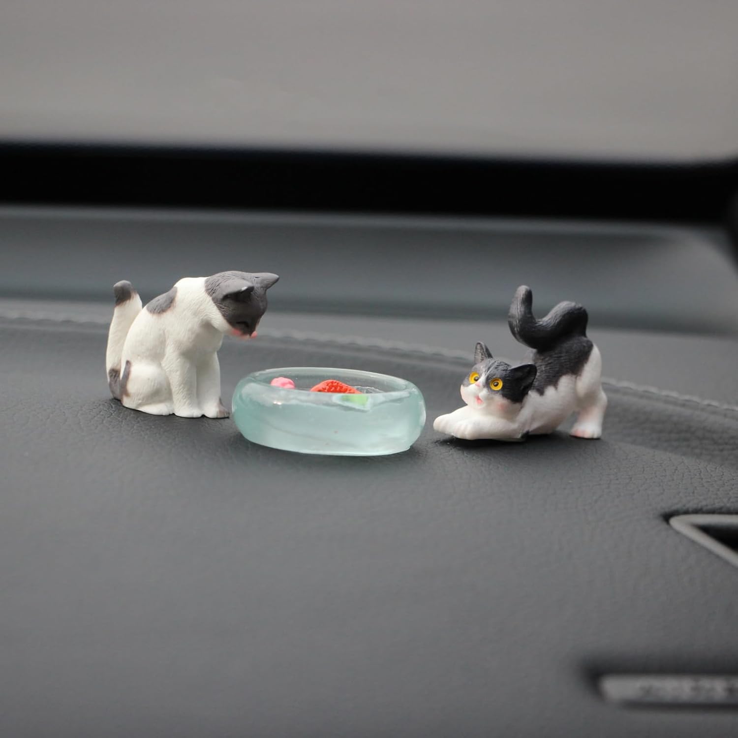 Cute Cat and Fishbowl Car Dashboard Decorations