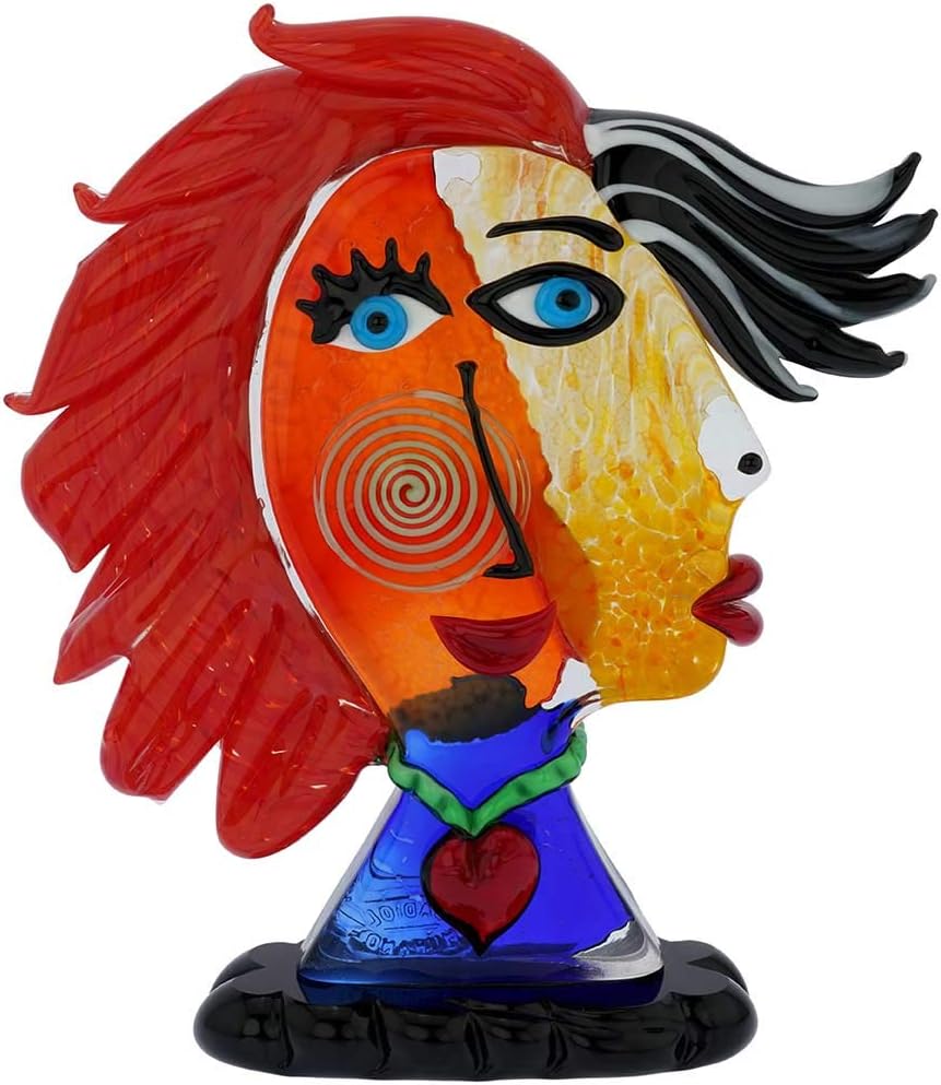 GlassOfVenice Murano Glass Picasso Head of a Woman with Red Hair 1