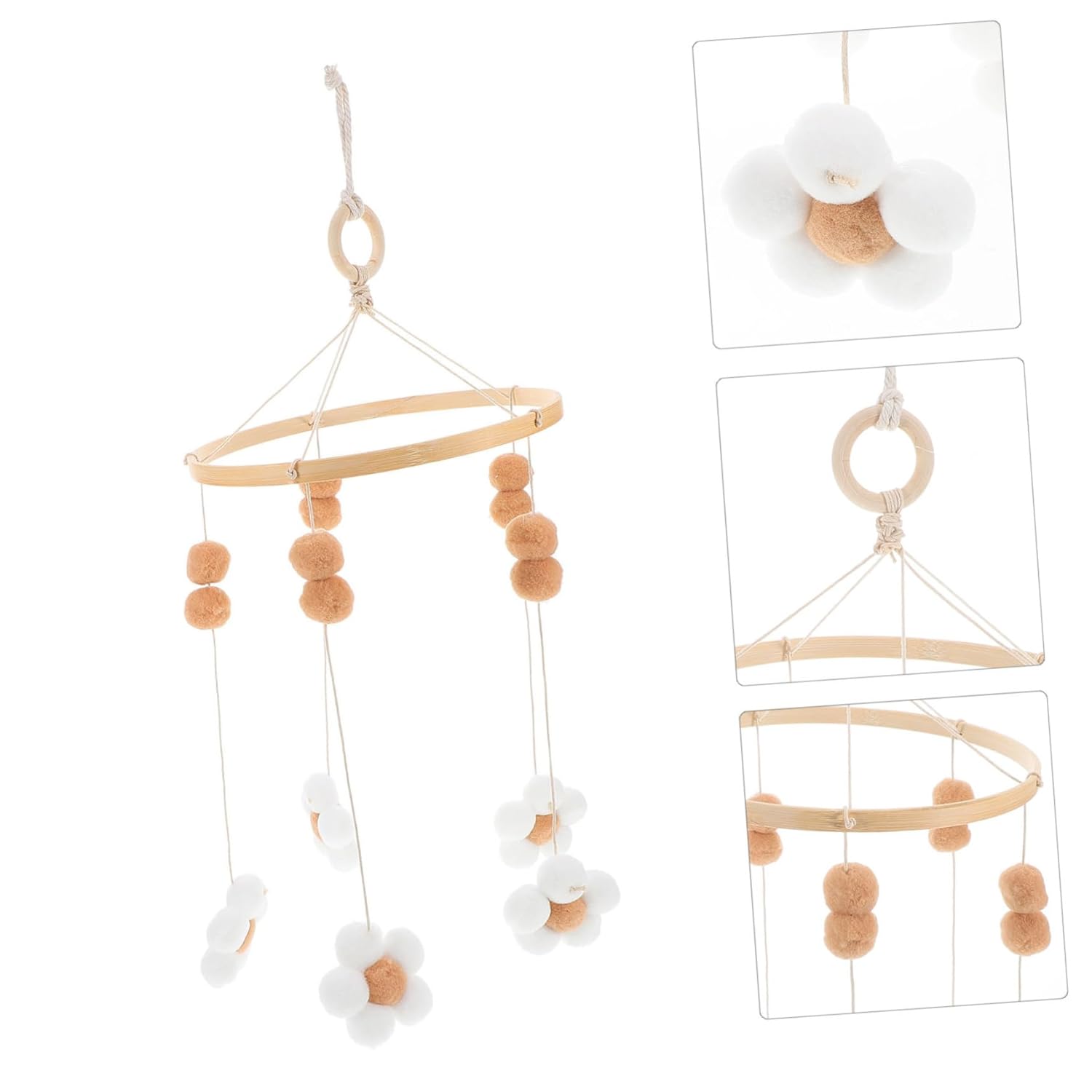 Boho Flower Mobile for Nursery Crib Bassinet Decor