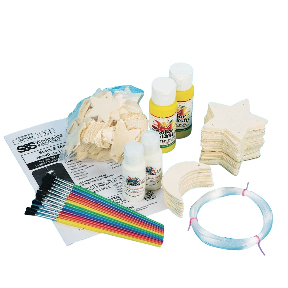 SS Glow-in-the-Dark Moon Stars Mobile Craft Kit Pack of 12
