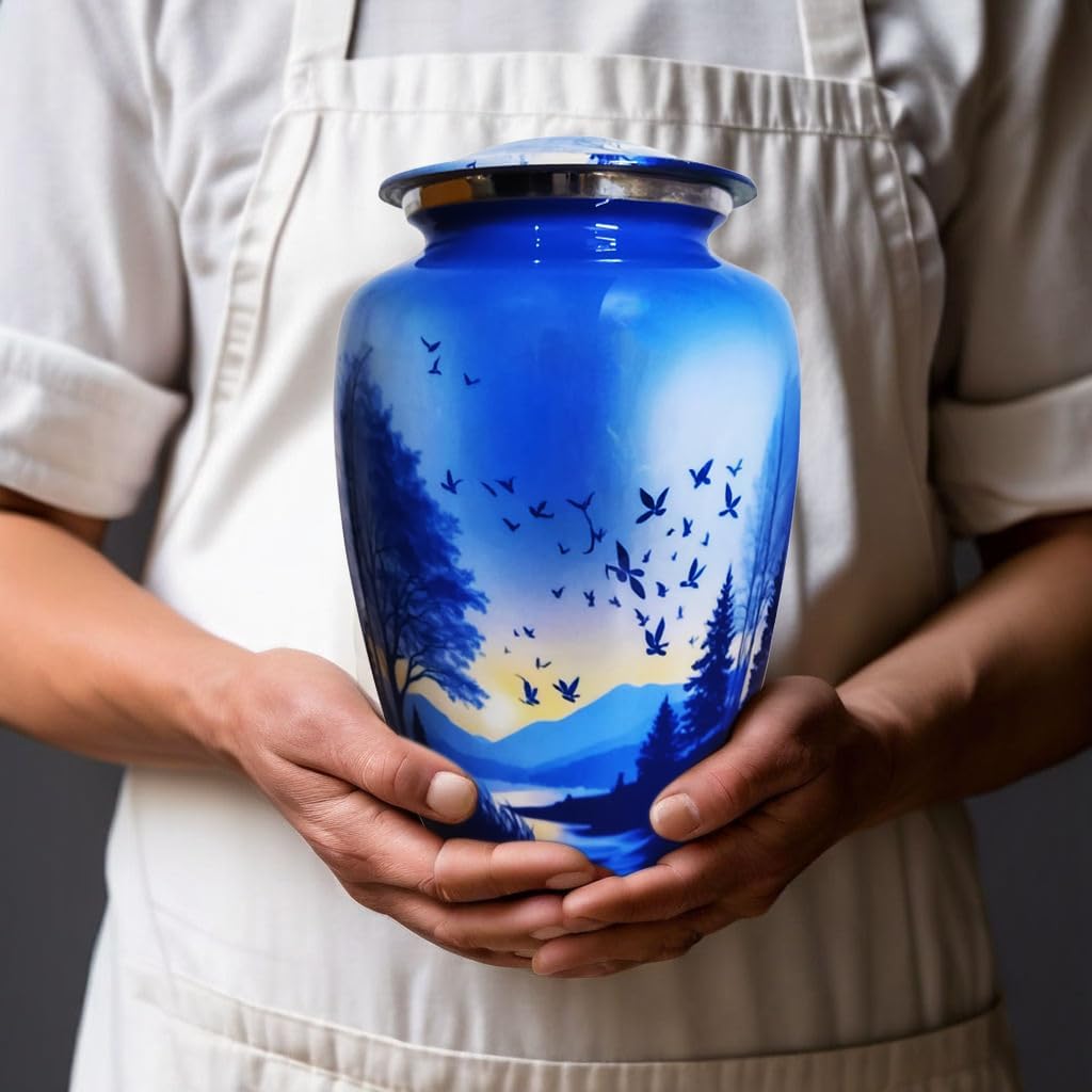 Artsymade Heaven Scenery Cremation Urn - Blue 200 Cubic Inches
