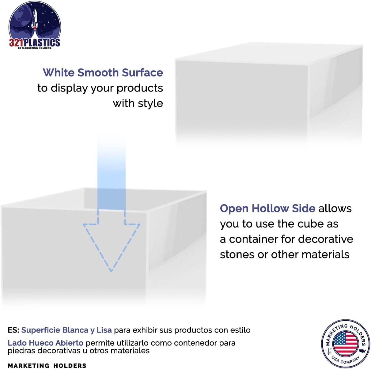 5 Acrylic Display Riser Box No Lid Storage Bin