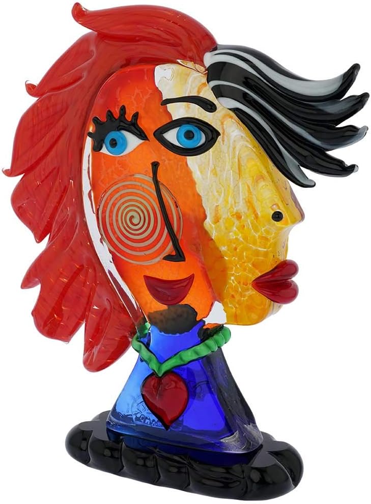 GlassOfVenice Murano Glass Picasso Head of a Woman with Red Hair 1