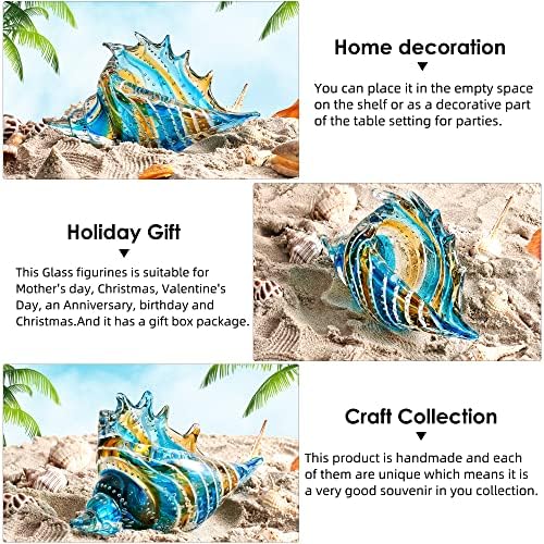 Eustuma Hand Blown Glass Conch Figurine Decoration