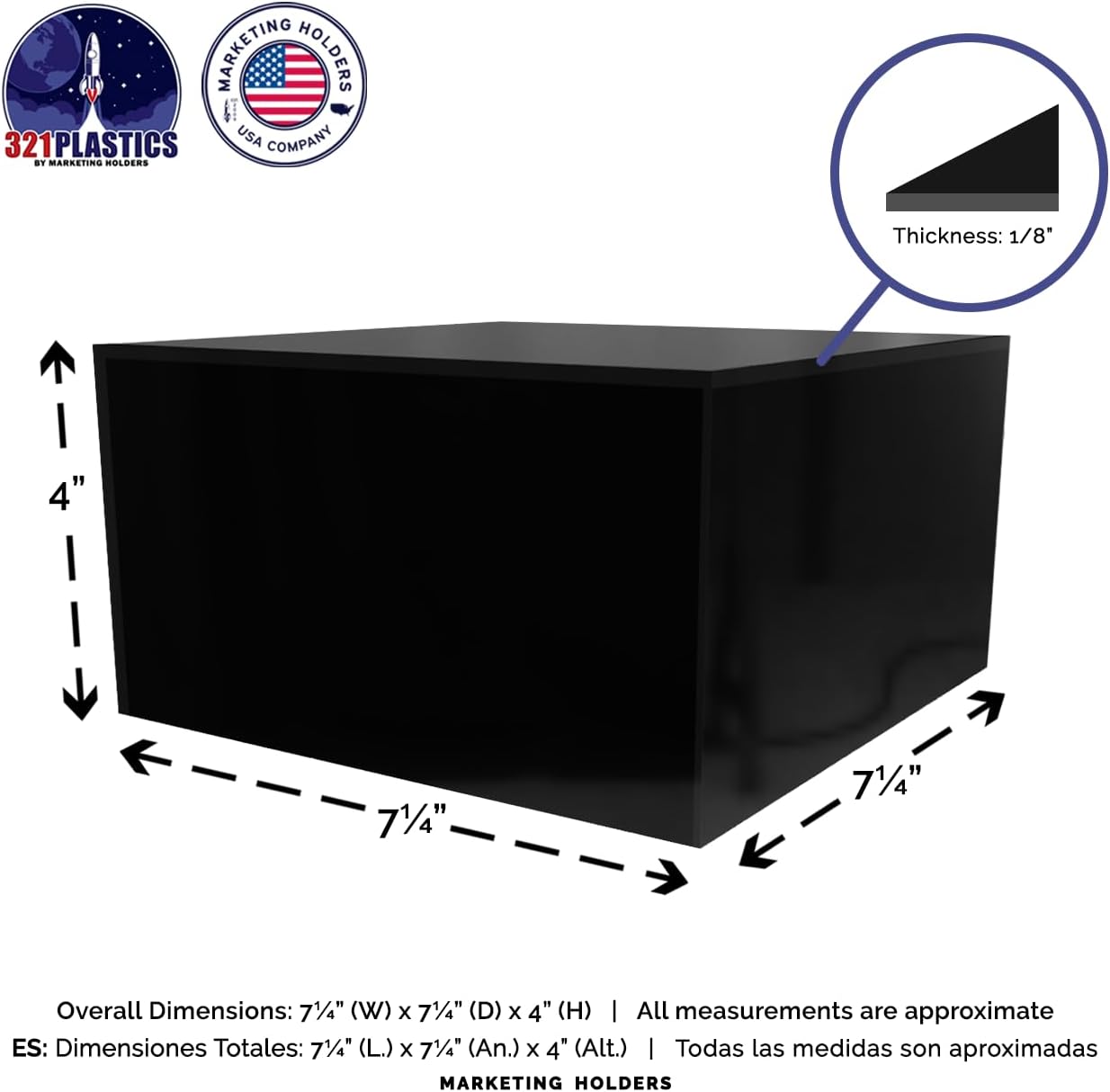 Acrylic Display Box with 5 Sides and One Open Side