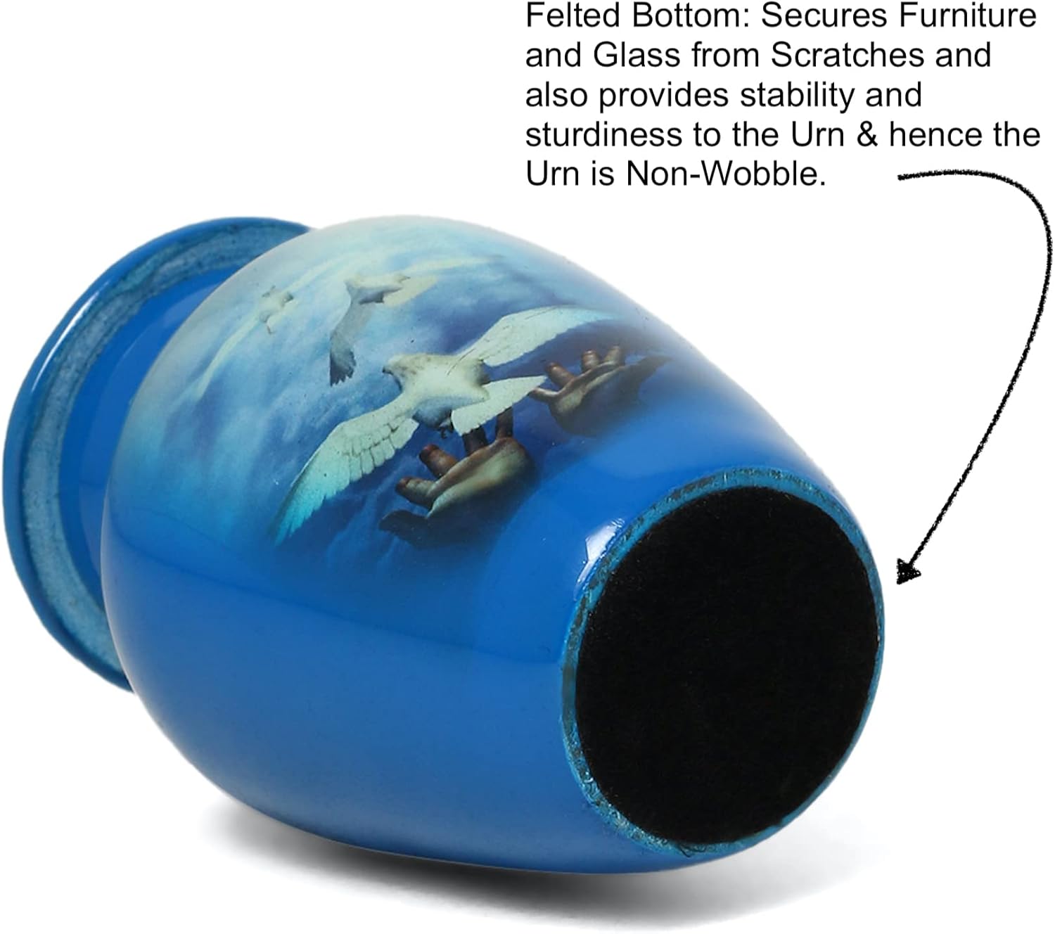 Serenity Dove Painted Mini Cremation Urn - Solid Aluminum
