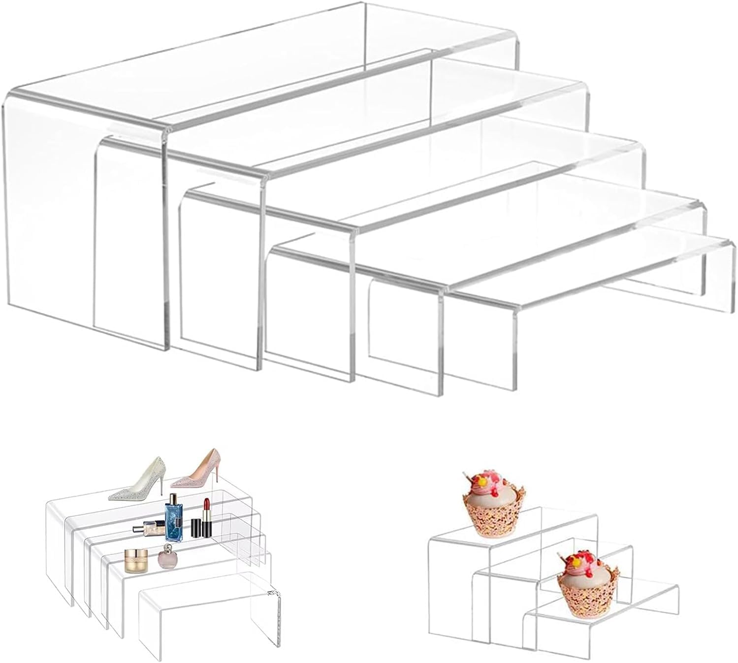 5Pcs Acrylic Risers Display Stands for Showcasing Items