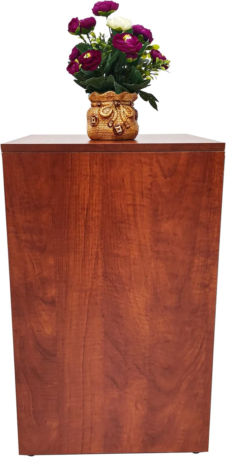FixtureDisplays 24 Inch Pale Walnut Cube Display Riser Stand