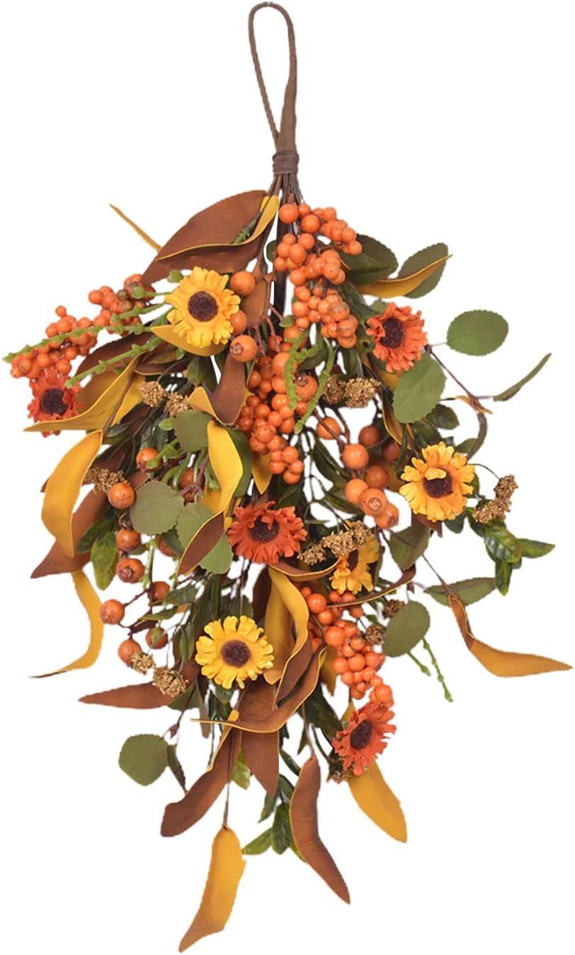 Fall Harvest Teardrop Swag Artificial Autumn Decor