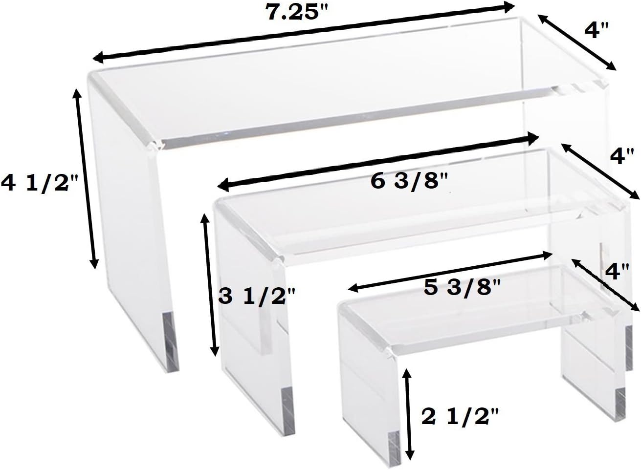 3 Piece Clear Acrylic Jewelry Display Riser Set for Home Dcor