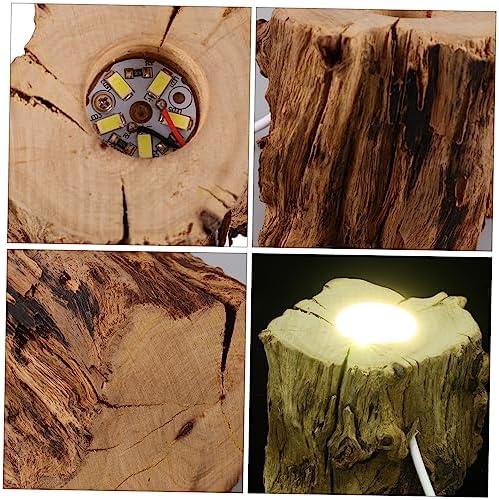 Wooden Stump Crystal Ball Stand with USB Charging LED Night Light Holder for Displaying Art Objects and Decor