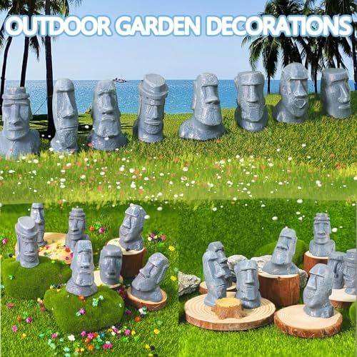 8 Pcs Miniature Moai Statue Easter Island Decor 25 Inch Resin Sculpture