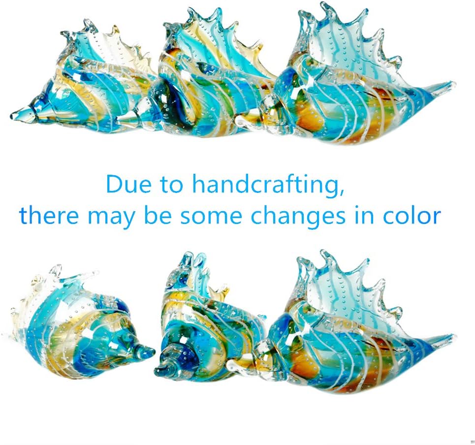 Eustuma Hand Blown Glass Conch Figurine Decoration