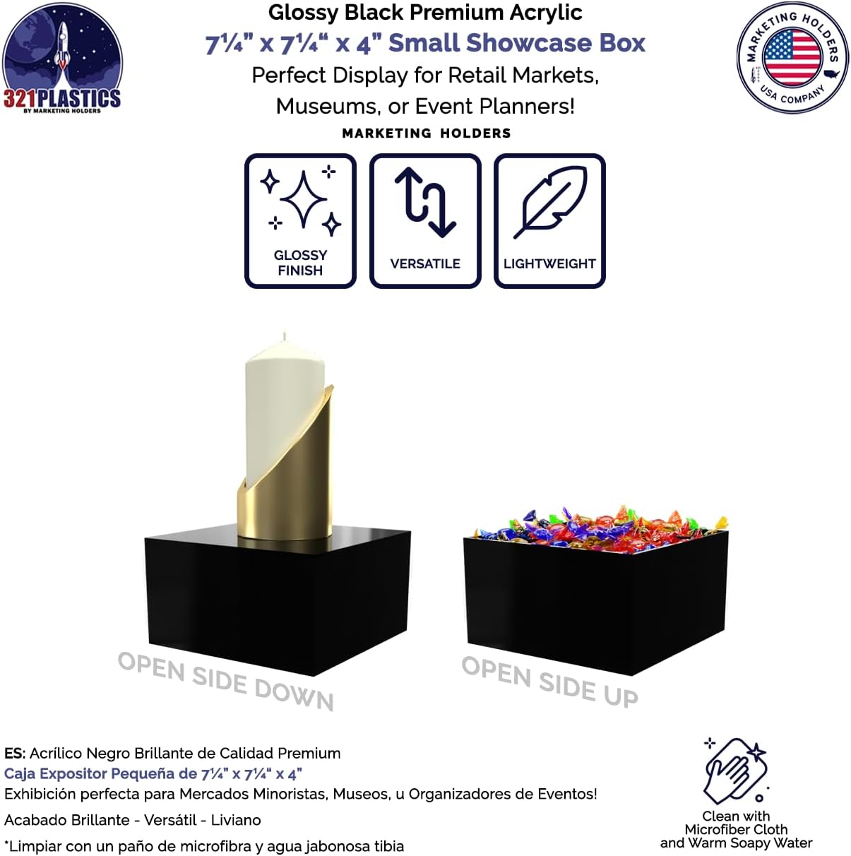 Acrylic Display Box with 5 Sides and One Open Side
