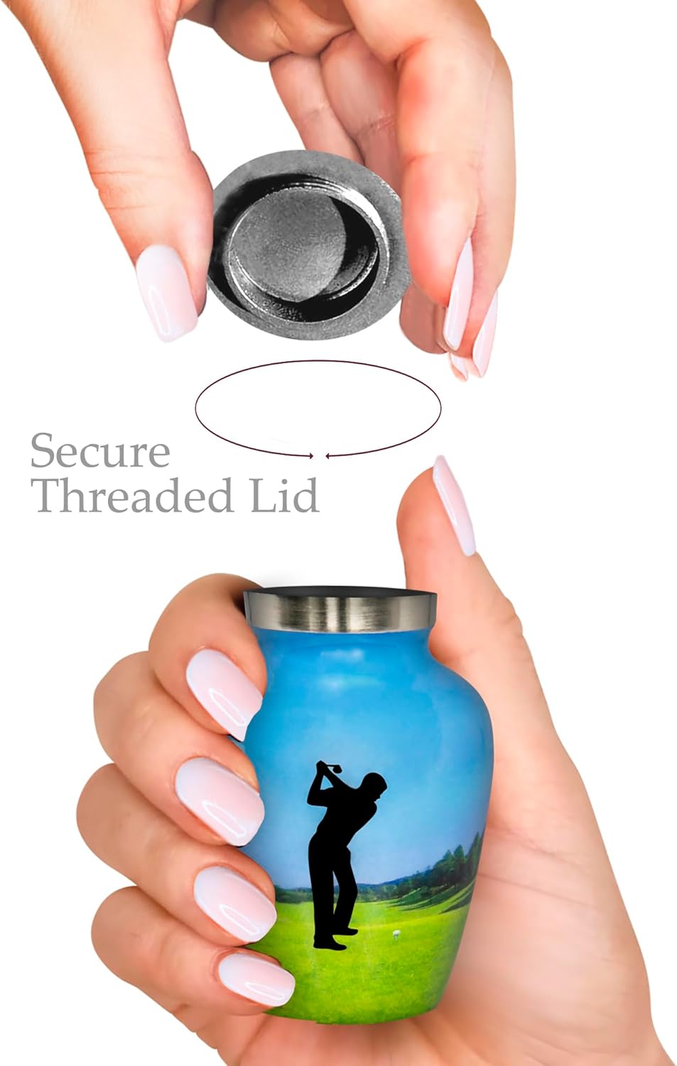 Trupoint Memorials Small Urns for Human Ashes Set of 4 Blue Green Golf