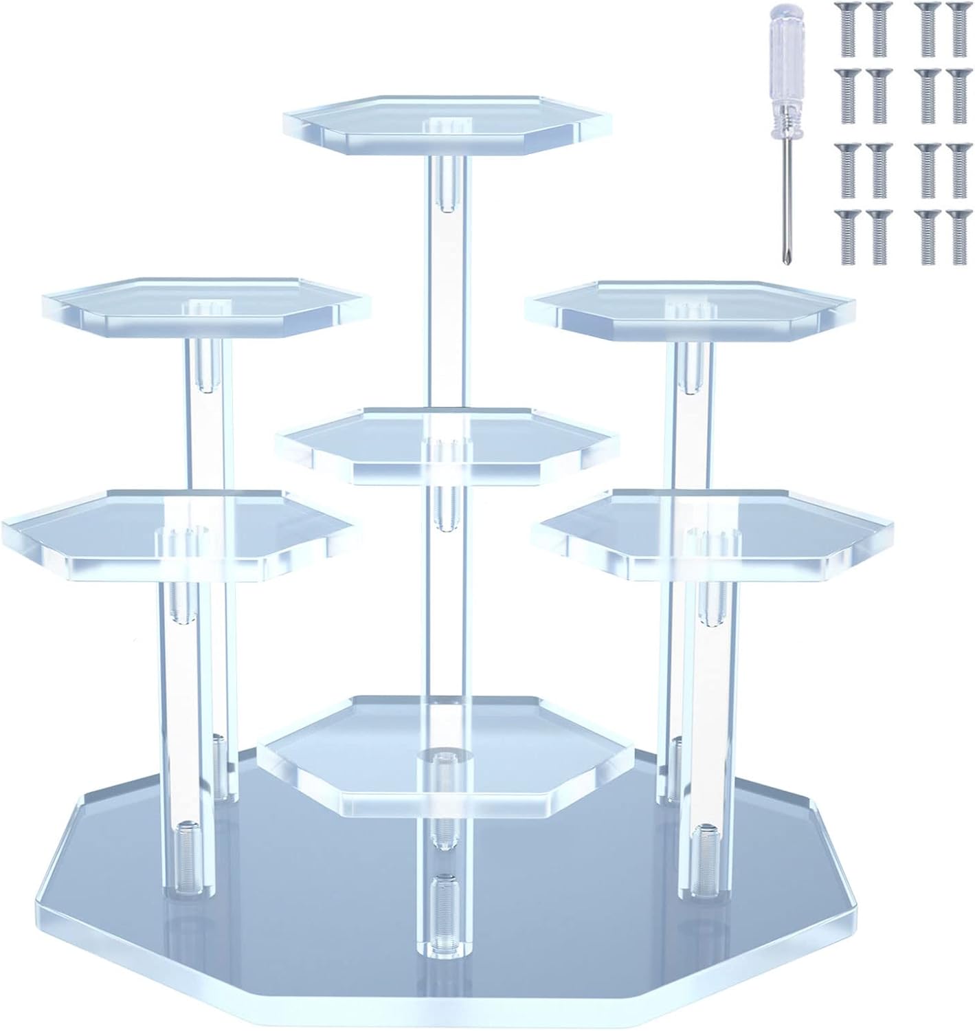 7-Tier Clear Acrylic Display Stand for Jewelry and Collectibles