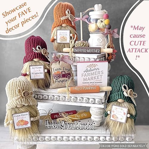 Wooden Tiered Tray Set - 3 Piece Farmhouse Display Risers