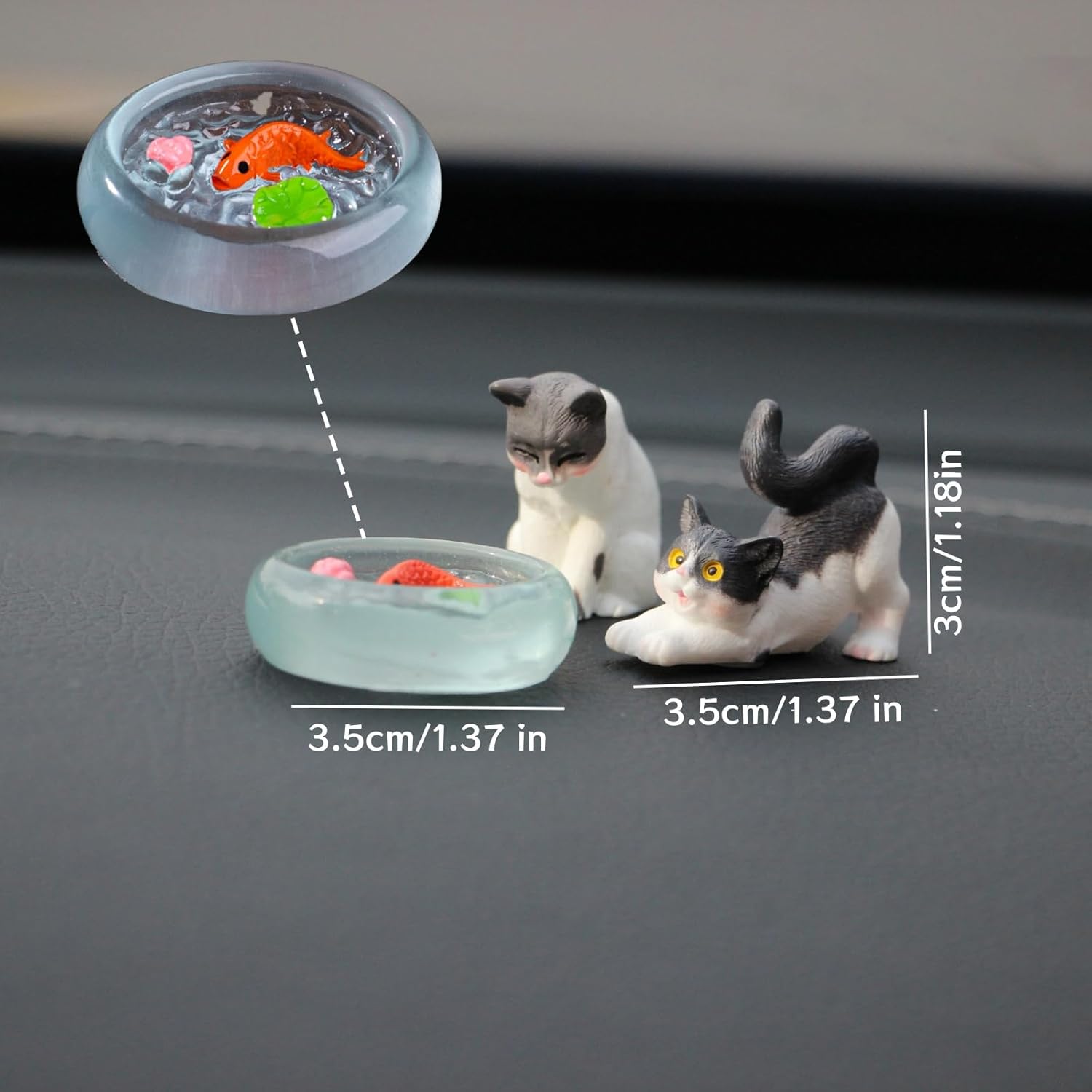 Cute Cat and Fishbowl Car Dashboard Decorations
