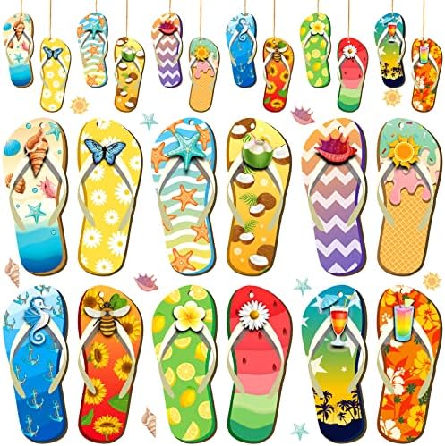 36 Pcs Summer Wood Hanging Decorations with 12 Styles