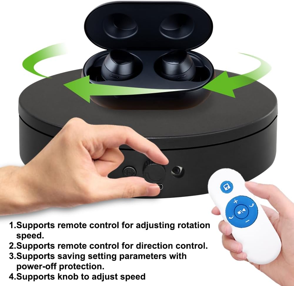 ComXim Motorized Rotating Display Stand with Remote Control and Knob Speed Adjustment