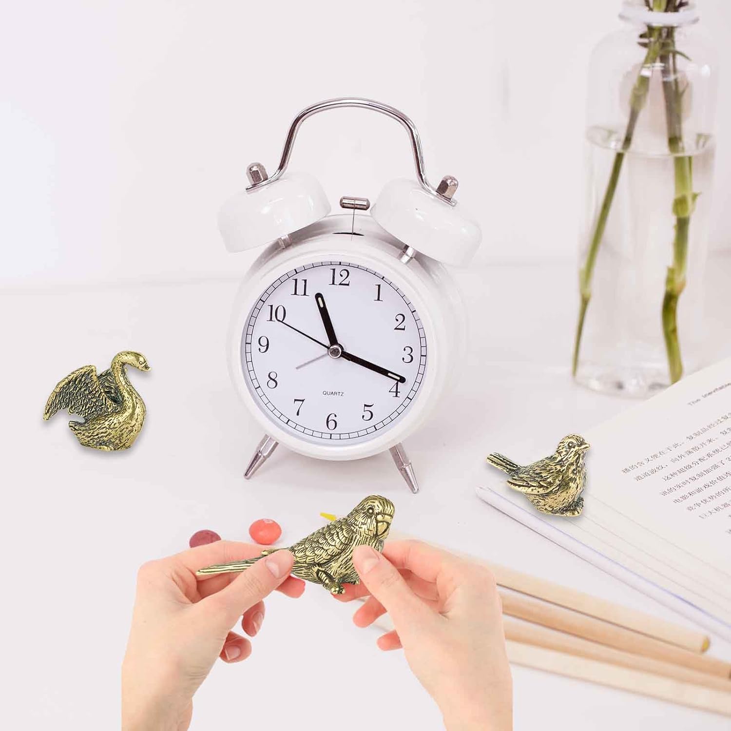 SnowOwl 3PCS Vintage Brass Gold Bird Swan Decorations Statues