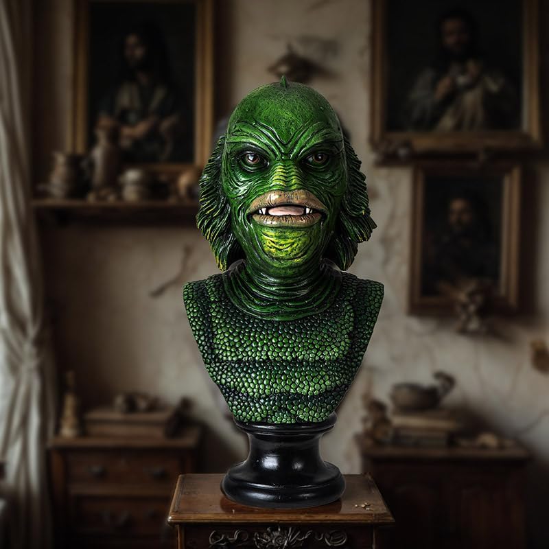 Green Gill-Man Swamp Monster Figurine Decorative Bust