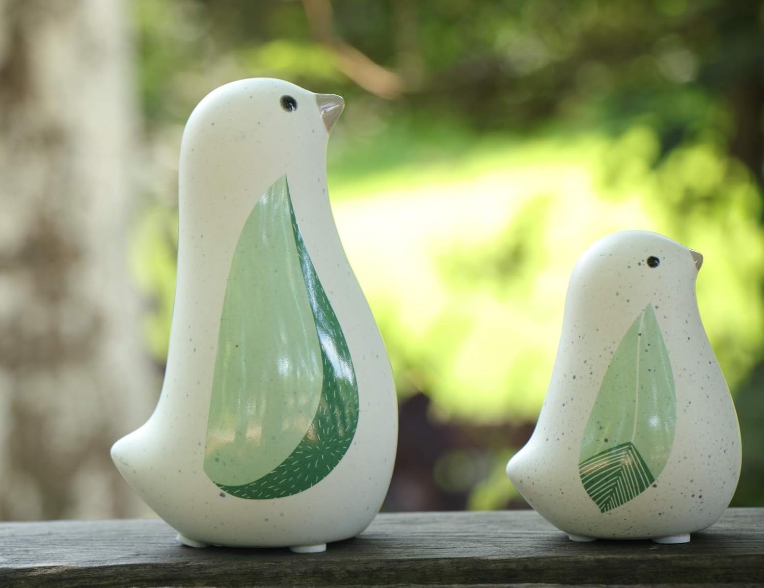 Unique Sitting Birds Figurines Set of 2
