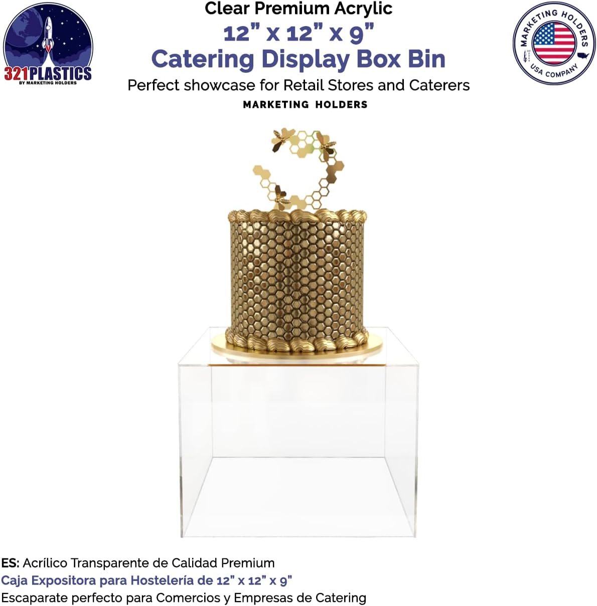 12 x 12 x 9 Clear Acrylic Riser Display Box No Lid